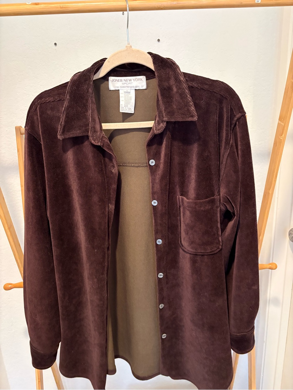Bloomingdale's Jones New York Sport Brown Corduroy Shirt Jacket